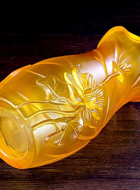 家用供奉仿琉璃莲花花瓶供佛前装水插花佛堂花瓶花器室内用品摆件