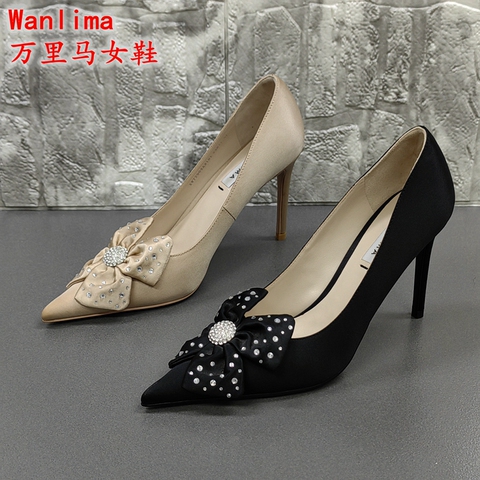 Wanlima 万里马撤柜断码处理春季欧美时尚尖头细高跟百搭宴会女鞋