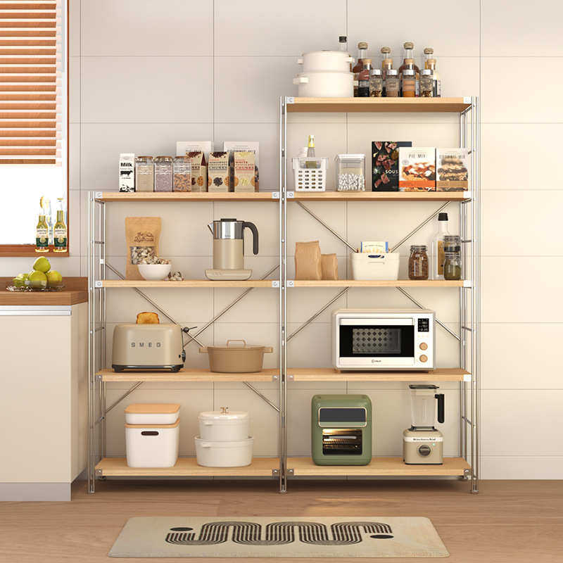 厨房置物架微波炉烤箱收纳架中古风展示架家用多层储物架组合架,淘宝优惠券,粉丝福利购,淘宝优惠卷