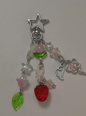 Cute strawberry bow keychain y2k coquettish fairytale lily o