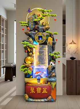 水高山流业水生财摆件循环客玄8288关招厅财风水轮聚宝盆店铺乔迁