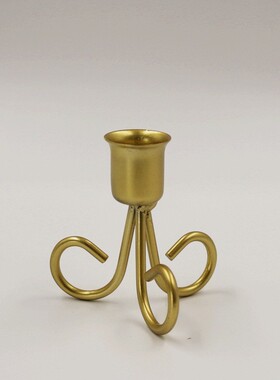 跨境北欧亚马逊金色铁艺香薰蜡烛台复古三脚铁线摆件室内桌面装饰