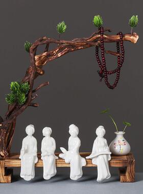 创意中式禅意根雕玄关摆件 紫砂小和尚客厅电视柜办公室软装饰品