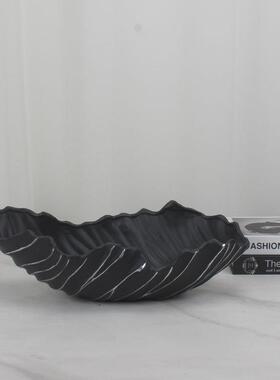 新款直销创意现代黑色异形肌理果盘蒜头摆件样板间客厅玄关餐厅厨