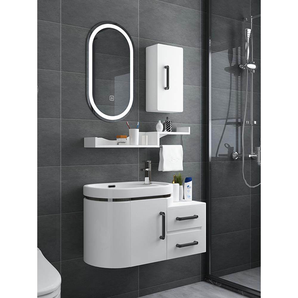 浴室柜组合洗手台盆浴柜洗脸盆洗漱柜窄小户型简约现代整体圆弧,淘宝优惠券,粉丝福利购,淘宝优惠卷