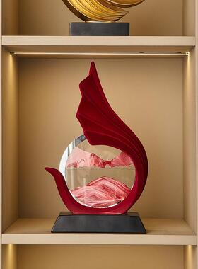 高级感植绒风生水起流沙画桌摆件办面公室饰SHDK1025客厅电柜装乔