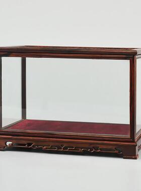 红木工艺品移门佛像玻璃罩工艺礼品摆饰底座红酸枝宝笼展示盒防尘