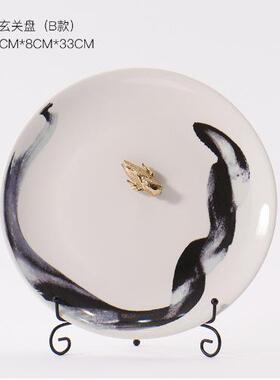 软新中式件客厅电视柜玄关盘家居摆看设装摆饰品酒柜装饰陶瓷RZ-0