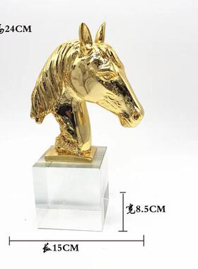 直销新款现代简约艺术水晶马头摆件 办公室卧式客厅摆件别墅软装