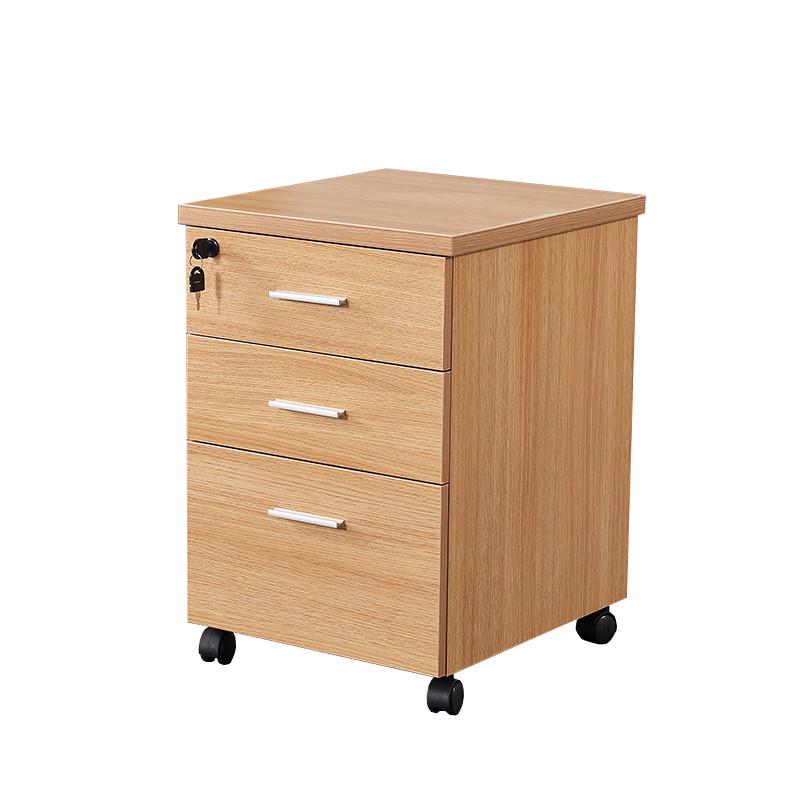 实木落地移动简约现代白色小推柜文件柜储物矮柜活动带锁抽屉柜子 - 图2