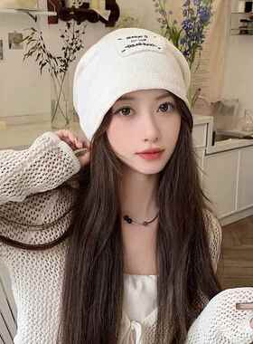 月子帽产后夏季薄款包头帽防风孕妇帽子女保暖针织毛线 线堆堆帽