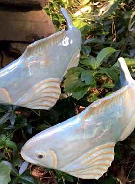 跨境新款Ceramic Garden Koi花园锦鲤园庭草地艺术装饰品厂家直销