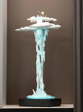 办公室装饰景观高山流水落地生财大号摆件客厅入户玄关假山礼品