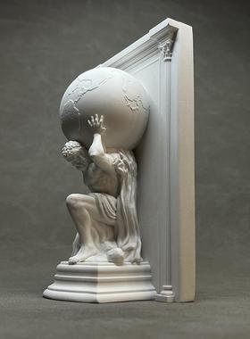 大力神举地球人物雕塑石膏像扩香石书架书靠艺术桌面酒柜装饰摆饰