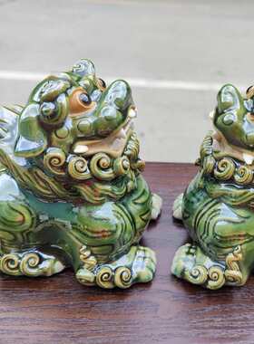 厂家直销 陶瓷屏风 工艺品柜石湾 摆件玄关精品装饰貔貅