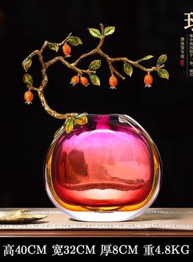 高档珐琅彩轻奢档高档中式花瓶高摆件乔迁高级厅端大气上次入客户