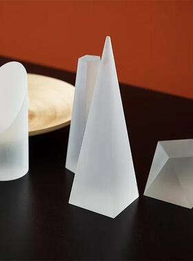 现代家居书柜电视柜酒柜装饰陈设品水晶圆球金字塔方柱几何体摆件