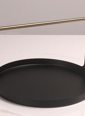 新中式金属装摆客厅茶茶具手提托盘WSL室摆件样板房软装配饰组合