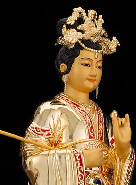 碧霞元君像泰山皇后铜像泰山圣母台湾纯铜鎏金泰山姥姥佛像饰品