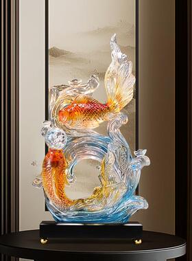 玄关屏风柜招财锦鲤鱼摆件家居饰品客厅旺宅电视柜酒柜工艺礼品摆