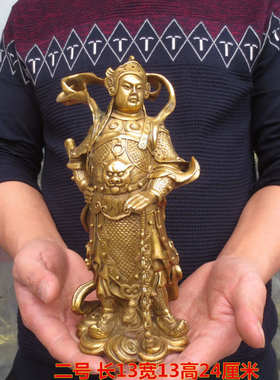 纯铜韦陀菩萨大号站像横杵立杵降魔 大唐铜艺金刚韦陀护法摆件