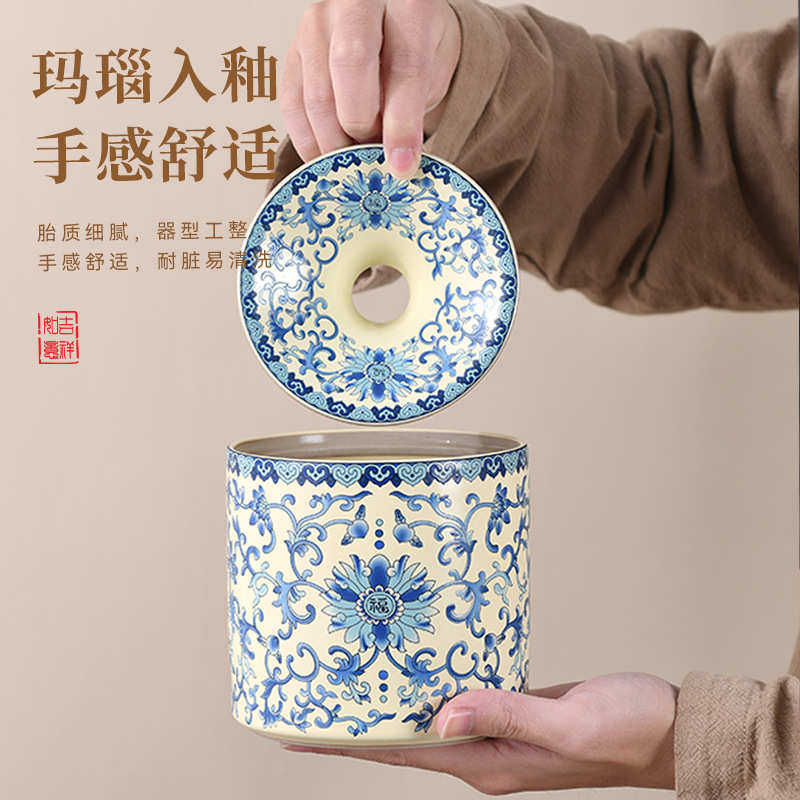 中式汝窑烟缸开片可养陶瓷烟灰缸带盖水盂茶渣缸杯洗茶道配件建水,淘宝优惠券,粉丝福利购,淘宝优惠卷