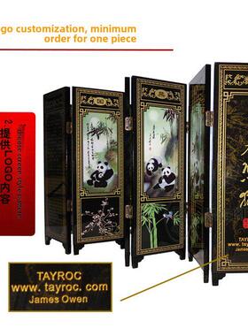彷古木质漆器小屏风花开富贵中国风商务礼品漆画摆件创意家居饰品