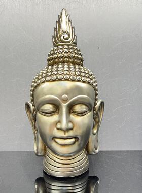 欧电商式复古银佛首佛工头物雕塑摆件树0109脂艺品人桌面装饰品