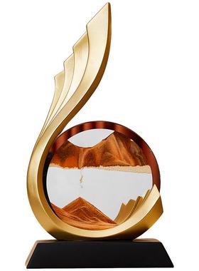 酒柜装饰品摆件轻奢客厅饰品电视柜流沙画办公室风生水起一帆风顺