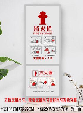 新品消防箱贴画 画自粘防水膜消火栓贴纸装饰遮挡贴饰墙贴灭火器