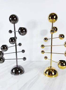 简约现代创意多层旋转层叠烛台金属软装饰品摆件餐桌样板间摆设