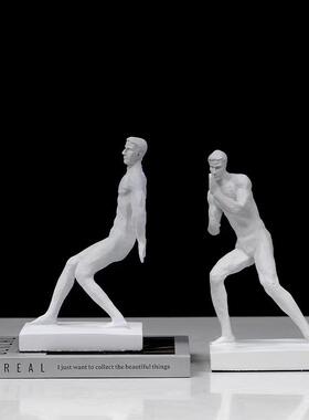 北欧创意树脂人物书档书靠摆件书房客厅办公室桌面书柜书立装饰品