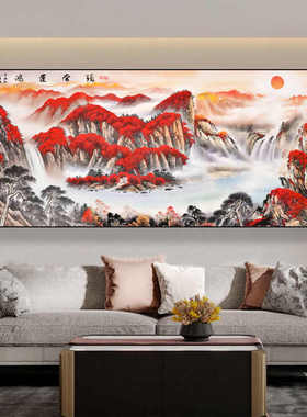 中式客厅装饰山水挂画办公室字画国画沙发背景墙面壁画大气风景画