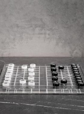 现代简约创意国风黑白棋子中国象棋摆件办公室茶室客厅软装饰品