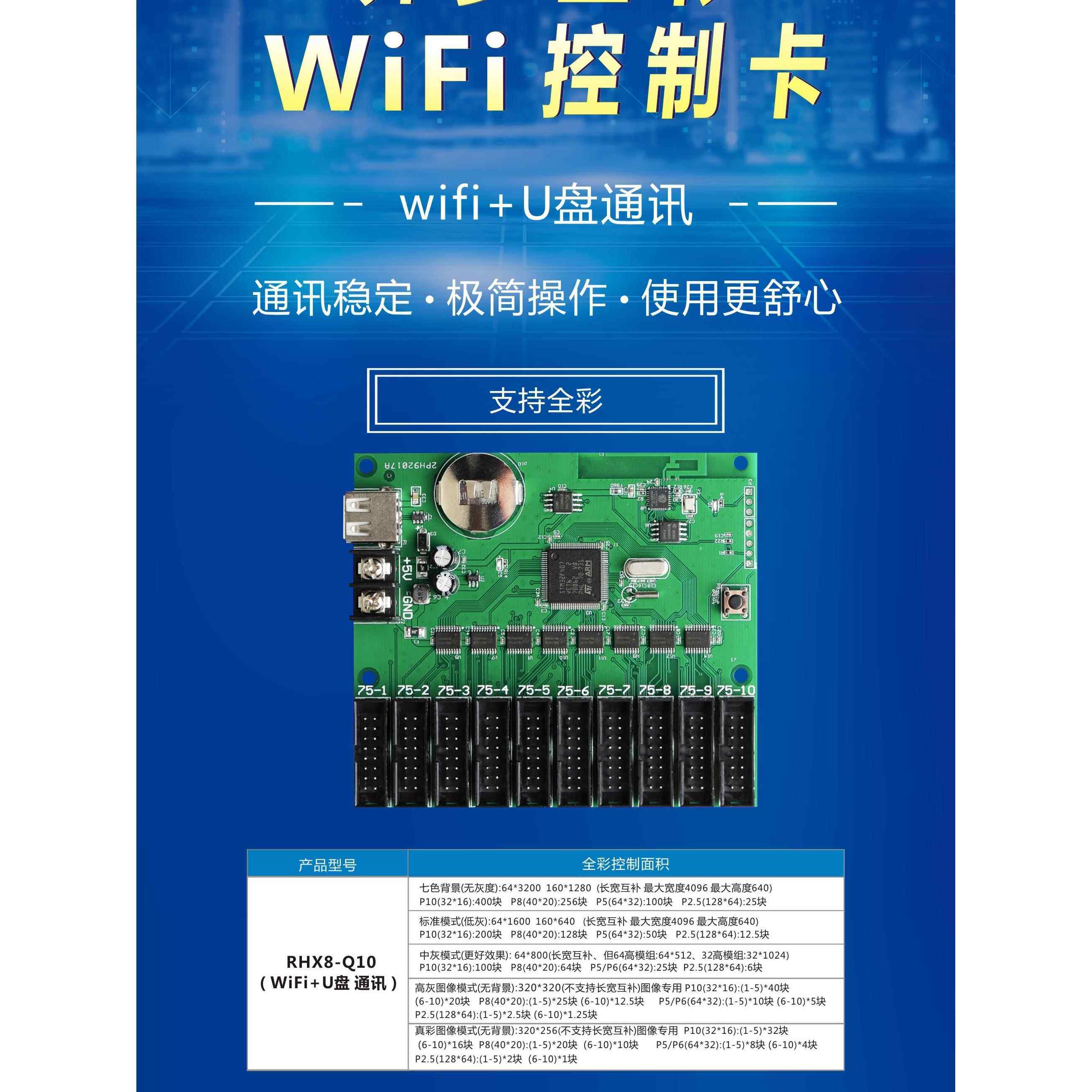 地摊LED显示屏手机WiFi无线控制卡瑞合信RHX-Q4Q10门头全彩卡中航,淘宝优惠券,粉丝福利购,淘宝优惠卷
