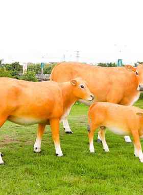 仿真黄牛玻璃钢雕塑动物户外摆件公园林农牧场庄景观草坪美陈小品