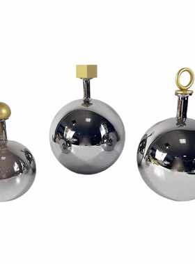 现代简约创意玻璃花瓶工艺品带金属盖样板房售楼处桌面玻璃摆件