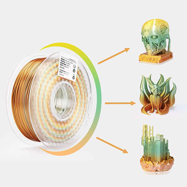 Aster 3D打印机耗材PLA渐变色青铜丝绸彩虹多色 FDM材料 1KG - 图0