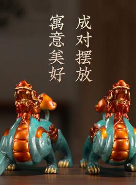 彩铜貔貅摆件客厅店铺家居办公桌黄铜装饰皮丘貔貅开业礼品装摆饰