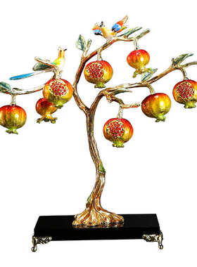 新籽多中式榴彩石新年珐琅多福电视柜客厅新居摆件礼品乔迁装饰品