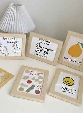 ins风简约木质相框小清新摆件桌面卧室摆台原木框画拍照道具装饰