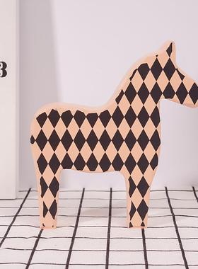 北欧风格卧室客厅玄关电视酒柜装饰品摆件创意小木马家居桌面摆设