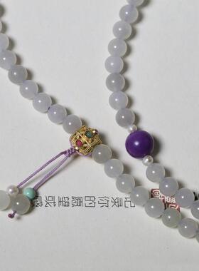 2026和田玉多圈手链浅烟紫玉6mmDIY女款搭配紫云母蜜蜡回纹珠小清