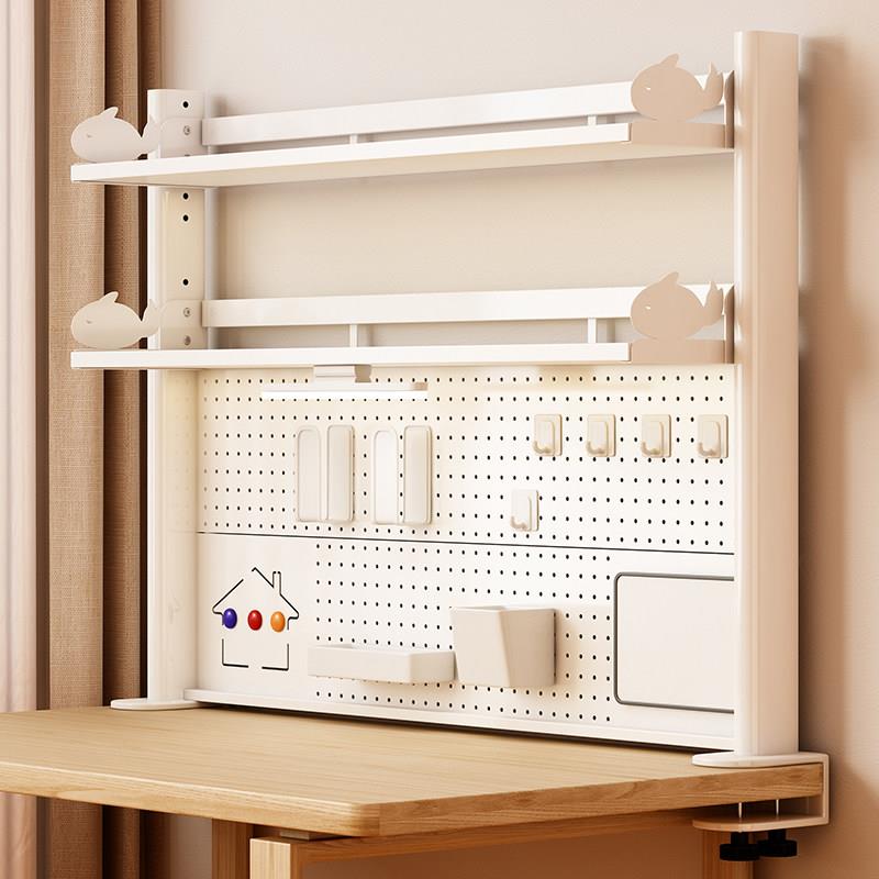 Desktop hole board full iron bookshelf children's study table storage dormitory office computer table multi-layer storage rack