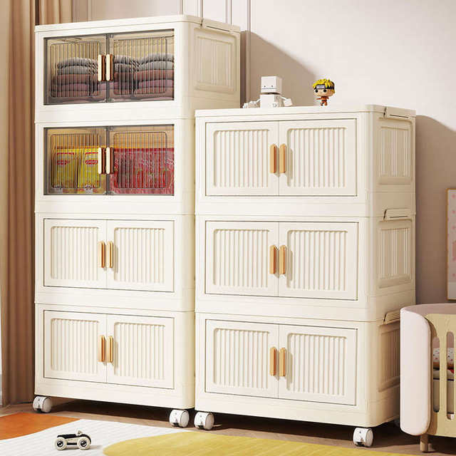 No installation folding storage cabinet living room snack storage cabinet kitchen clip rack household plastic storage box