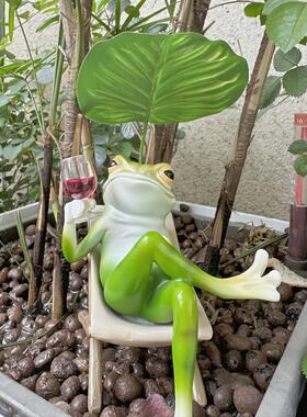 躺椅青蛙休闲度假松弛感网红摆件桌面客厅阳台造景布置装饰工艺品