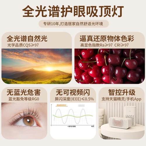 鹅卵石936客厅主E灯现代简约光吸顶灯2025年新款护大气眼LD全谱灯 - 图0