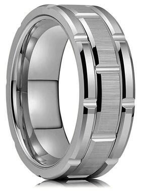 2023 rendy Men 8mm Silver Color Tungsten Wedding Band Ring D