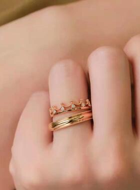 新款公主皇冠情侣对戒指男女一对简约秋冬饰品简约日常百搭指环