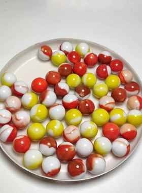 彩色溜溜弹珠跳棋子儿童怀旧玩具礼物16MM混合玻璃珠工艺装饰球